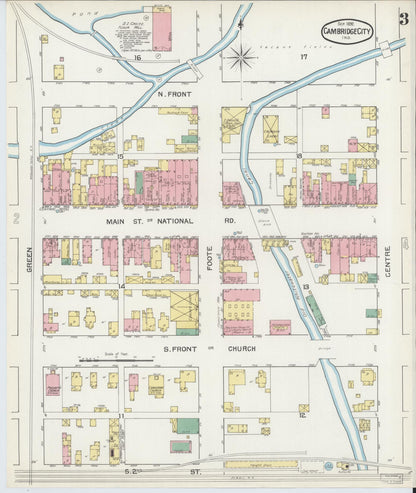 Sanborn Fire Insurance Map from Cambridge City, Wayne County, Indiana (1892), Sheet #0003 - Complete Map Set gallery image, historic Sanborn map, vintage wall art, Indiana Indiana