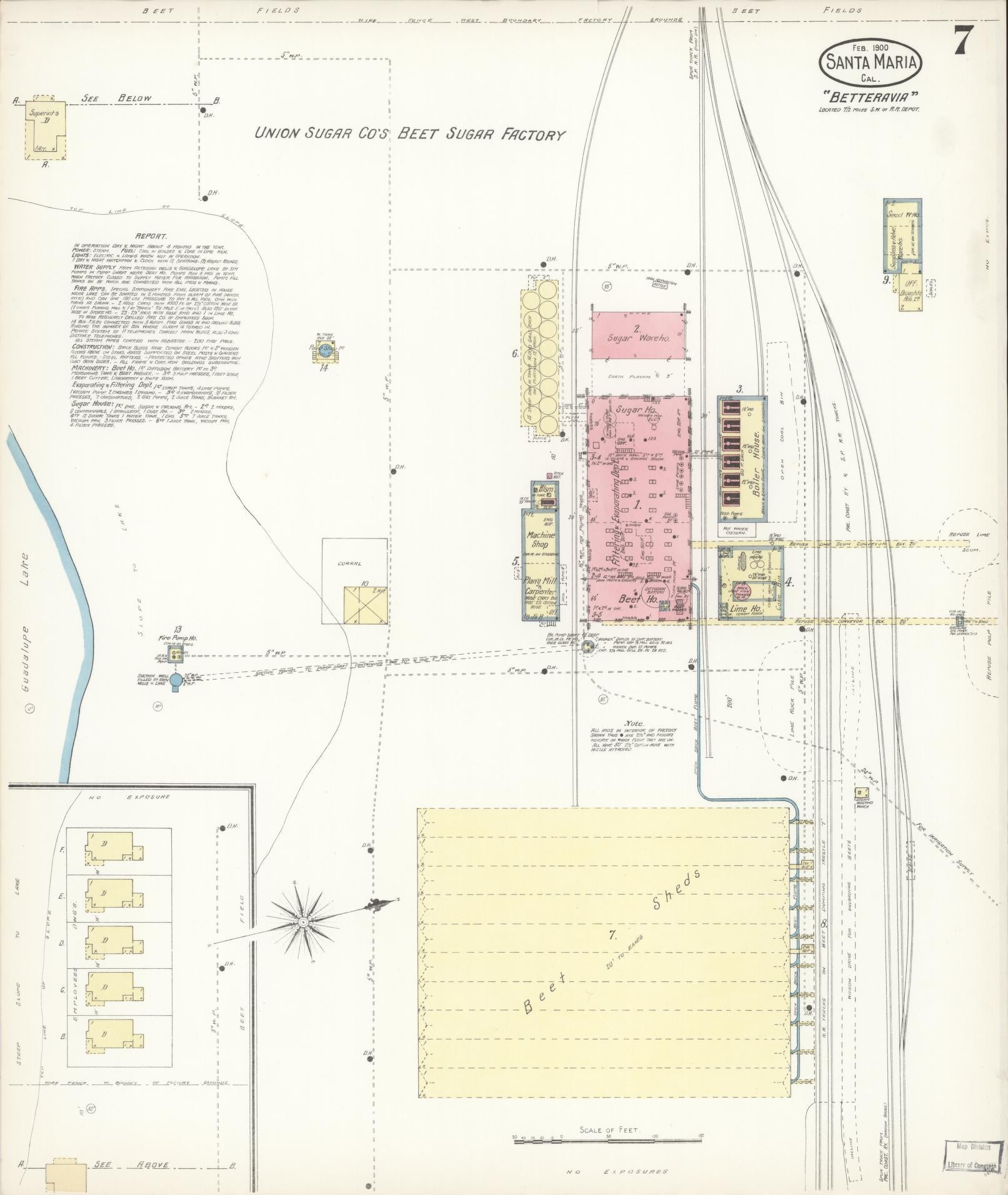 Sanborn Fire Insurance Map from Santa Maria, Santa Barbara County, California (1900), Sheet #0007 - Complete Map Set gallery image, historic Sanborn map, vintage wall art, California California
