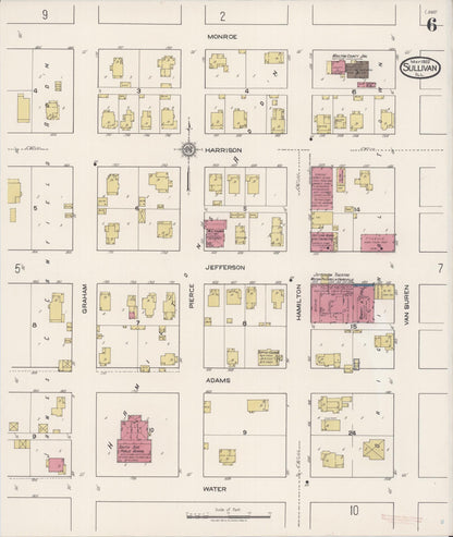 Sanborn Fire Insurance Map from Sullivan, Moultrie County, Illinois (1922), Sheet #0006 - Complete Map Set gallery image, historic Sanborn map, vintage wall art, Illinois Illinois