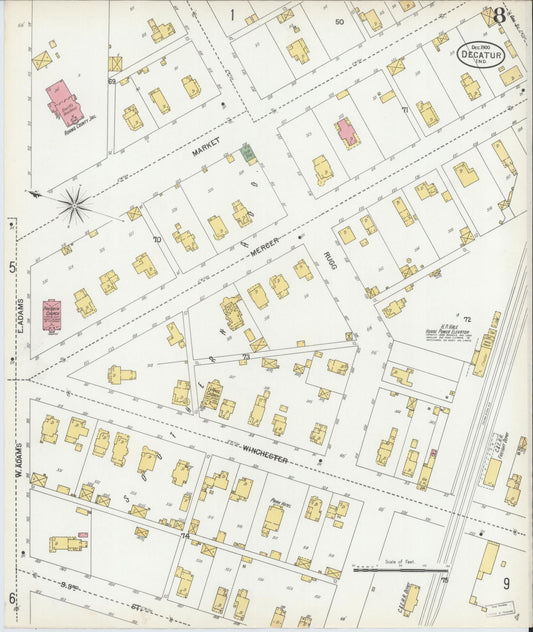 Sanborn Fire Insurance Map from Decatur, Adams County, Indiana (1900), Sheet #0008 - Historic Sanborn Fire Insurance Map Print, vintage old map wall art, antique decor, genealogy gift, Indiana Indiana map