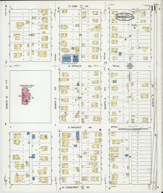 Sanborn Fire Insurance Map from Arkansas City, Cowley County, Kansas (1920), Sheet #0011 - Historic Sanborn Fire Insurance Map Print, vintage old map wall art, antique decor, genealogy gift, Kansas Kansas map