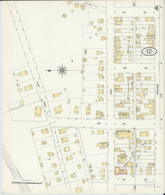 Sanborn Fire Insurance Map from Ely, Saint Louis County, Minnesota (1906), Sheet #0004 - Historic Sanborn Fire Insurance Map Print, vintage old map wall art, antique decor, genealogy gift, Minnesota Minnesota map