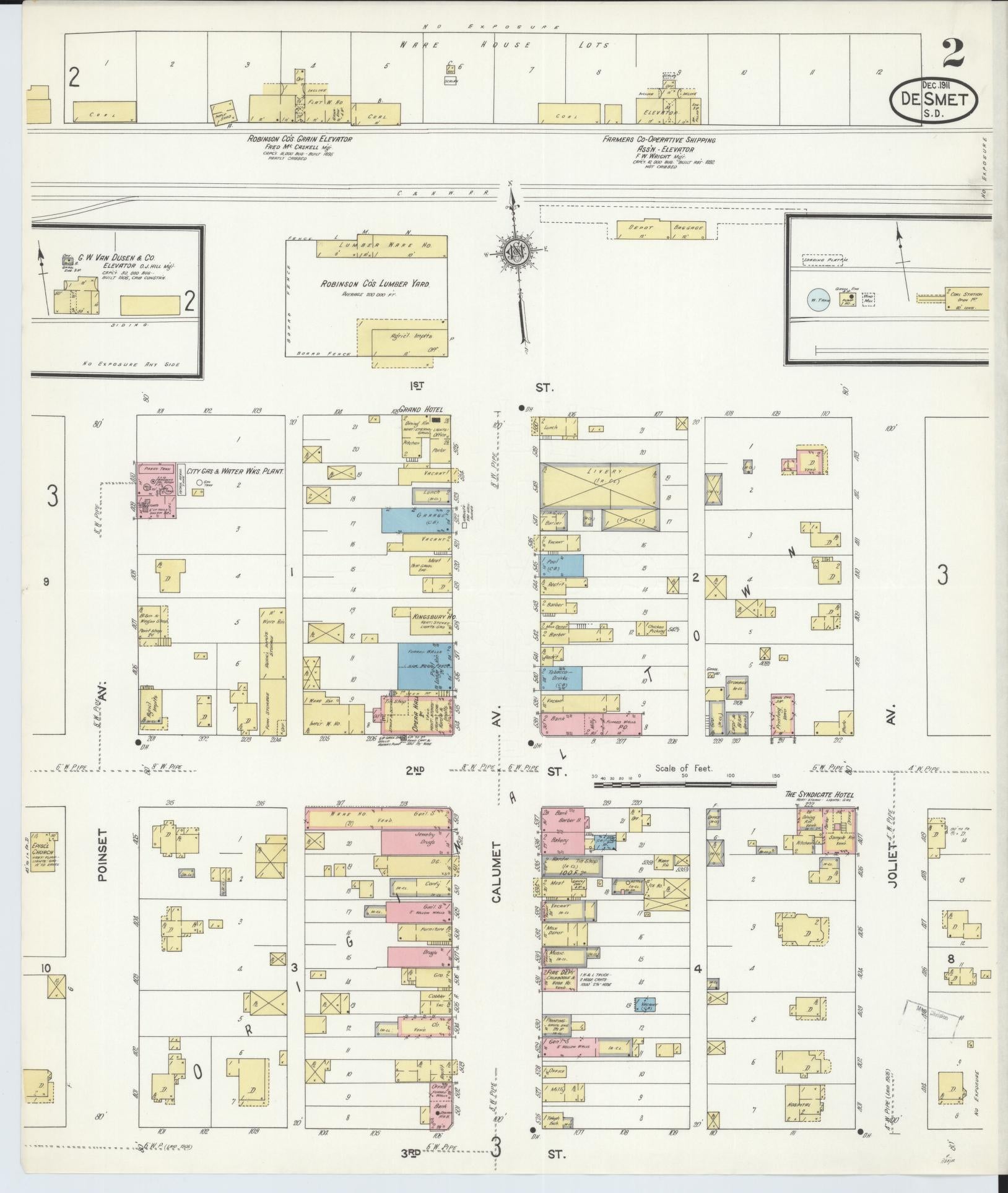 Sanborn Fire Insurance Map from De Smet, Kingsbury County, South Dakota (1911), Sheet #0002 - Complete Map Set gallery image, historic Sanborn map, vintage wall art, South Dakota South Dakota
