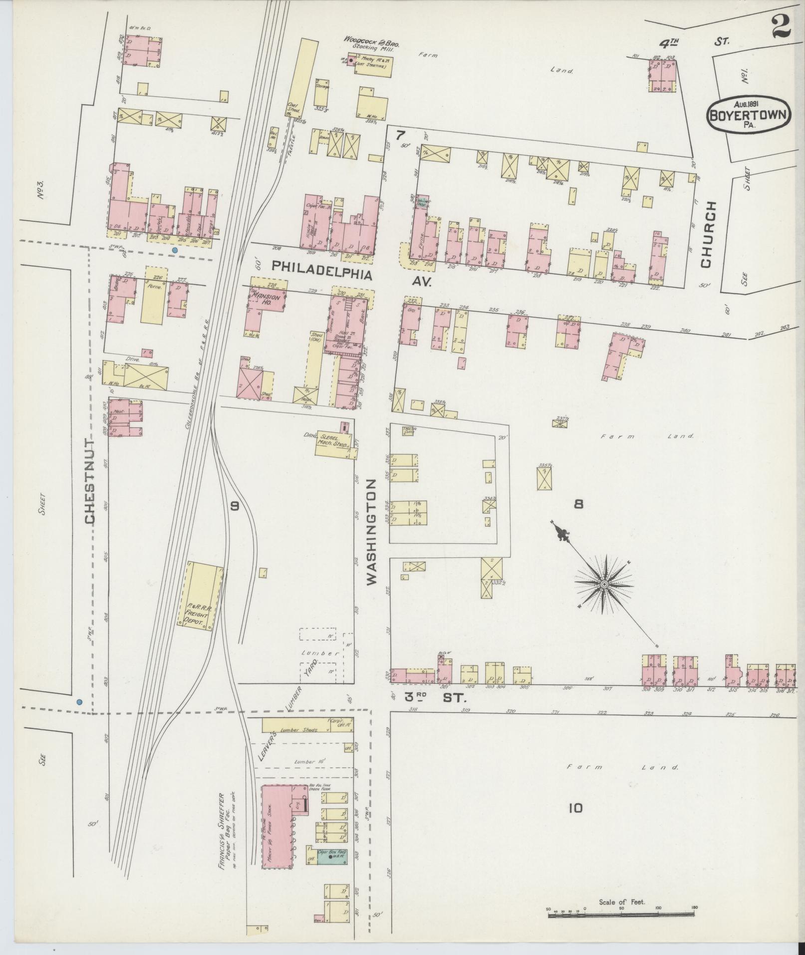 Sanborn Fire Insurance Map from Boyertown, Berks County, Pennsylvania (1891), Sheet #0002 - Historic Sanborn Fire Insurance Map Print, vintage old map wall art, antique decor, genealogy gift, Pennsylvania Pennsylvania map