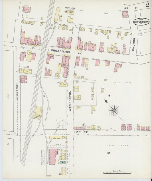 Sanborn Fire Insurance Map from Boyertown, Berks County, Pennsylvania (1891), Sheet #0002 - Historic Sanborn Fire Insurance Map Print, vintage old map wall art, antique decor, genealogy gift, Pennsylvania Pennsylvania map