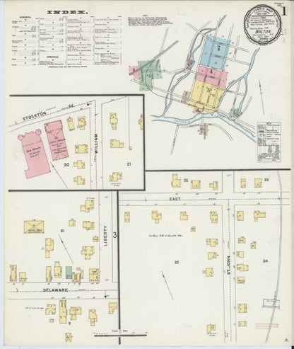 Sanborn Fire Insurance Map from Walton, Delaware County, New York (1897), Sheet #0001 - Historic Sanborn Fire Insurance Map Print, vintage old map wall art, antique decor, genealogy gift, New York New York map