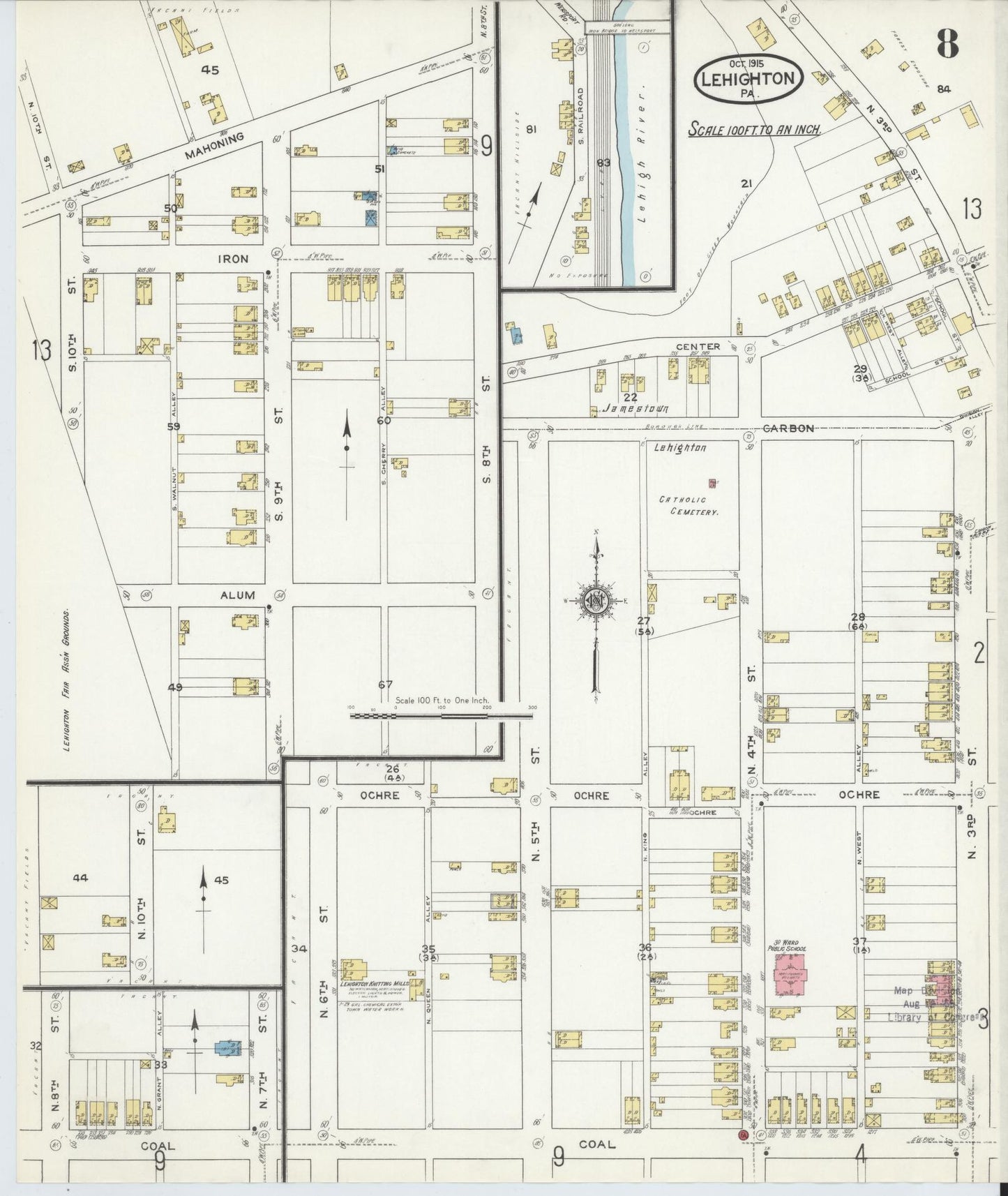 Sanborn Fire Insurance Map from Lehighton, Carbon County, Pennsylvania (1915), Sheet #0008 - Complete Map Set gallery image, historic Sanborn map, vintage wall art, Pennsylvania Pennsylvania