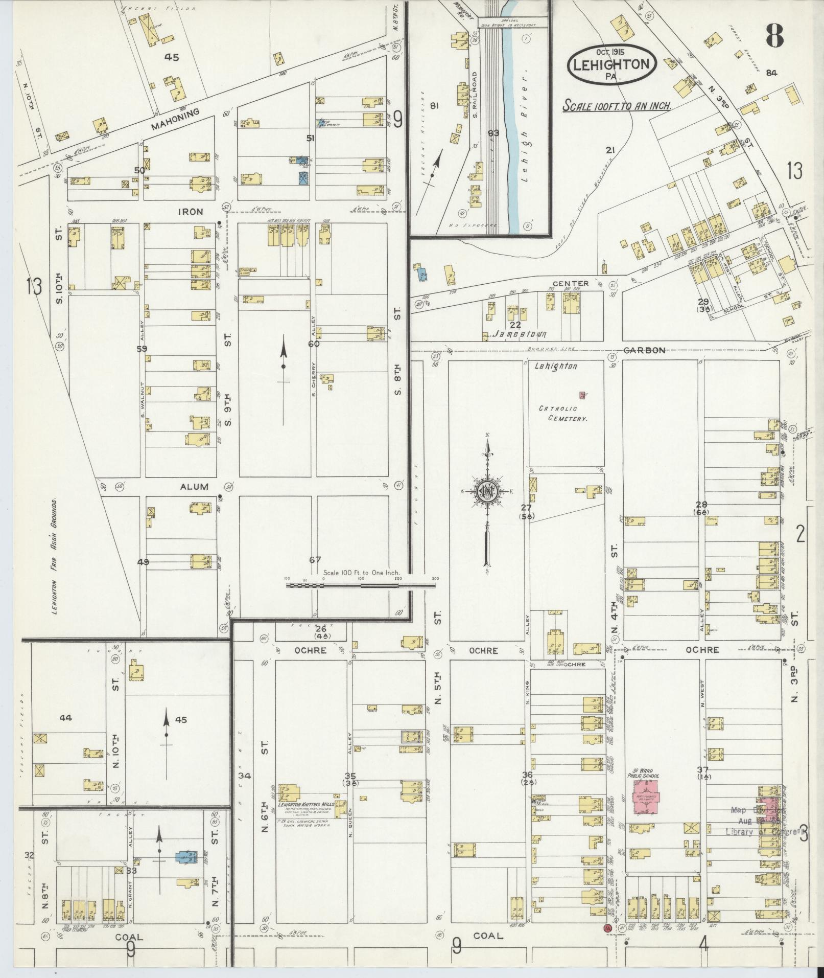 Sanborn Fire Insurance Map from Lehighton, Carbon County, Pennsylvania (1915), Sheet #0008 - Complete Map Set gallery image, historic Sanborn map, vintage wall art, Pennsylvania Pennsylvania