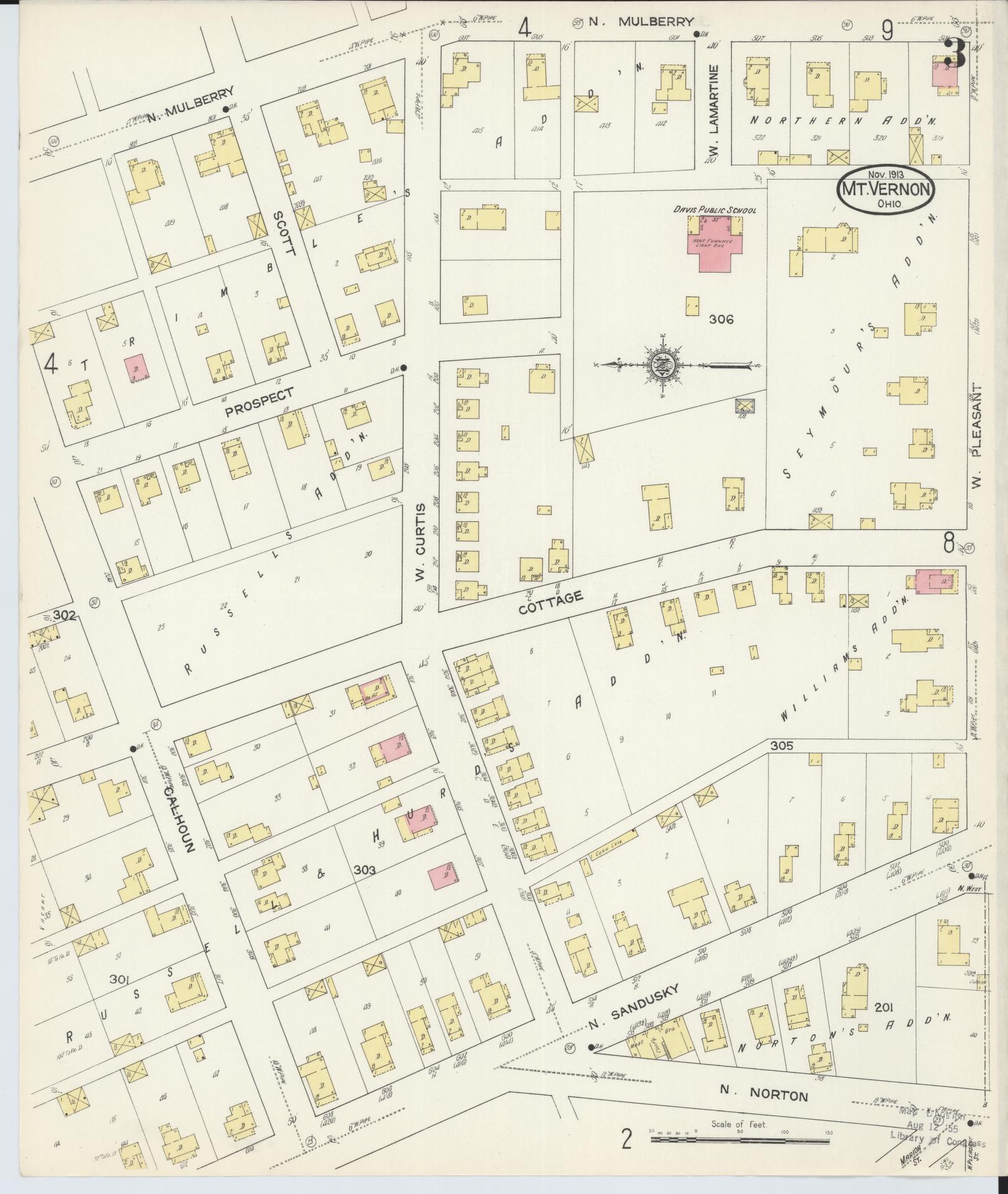Sanborn Fire Insurance Map from Mount Vernon, Knox County, Ohio (1913), Sheet #0003 - Complete Map Set gallery image, historic Sanborn map, vintage wall art, Ohio Ohio