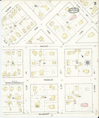 Sanborn Fire Insurance Map from Waterloo, Black Hawk County, Iowa (1892), Sheet #0003 - Historic Sanborn Fire Insurance Map Print