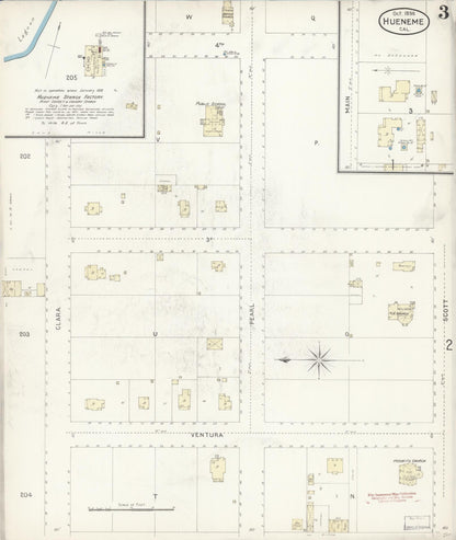 Sanborn Fire Insurance Map from Hueneme, Ventura County, California (1898), Sheet #0003 - Historic Sanborn Fire Insurance Map Print, vintage old map wall art, antique decor, genealogy gift, California California map