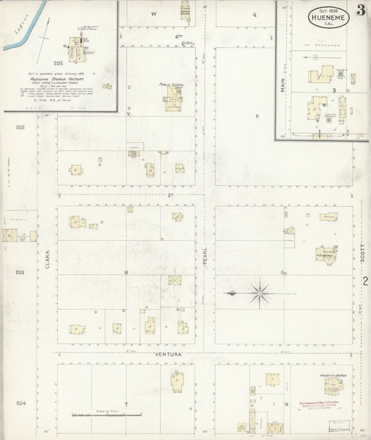 Sanborn Fire Insurance Map from Hueneme, Ventura County, California (1898), Sheet #0003 - Historic Sanborn Fire Insurance Map Print, vintage old map wall art, antique decor, genealogy gift, California California map