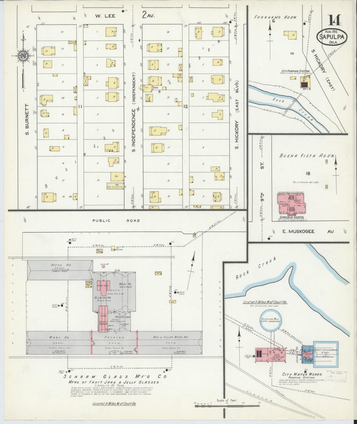 Sanborn Fire Insurance Map from Sapulpa, Creek County, Oklahoma (1915), Sheet #0014 - Complete Map Set gallery image, historic Sanborn map, vintage wall art, Oklahoma Oklahoma