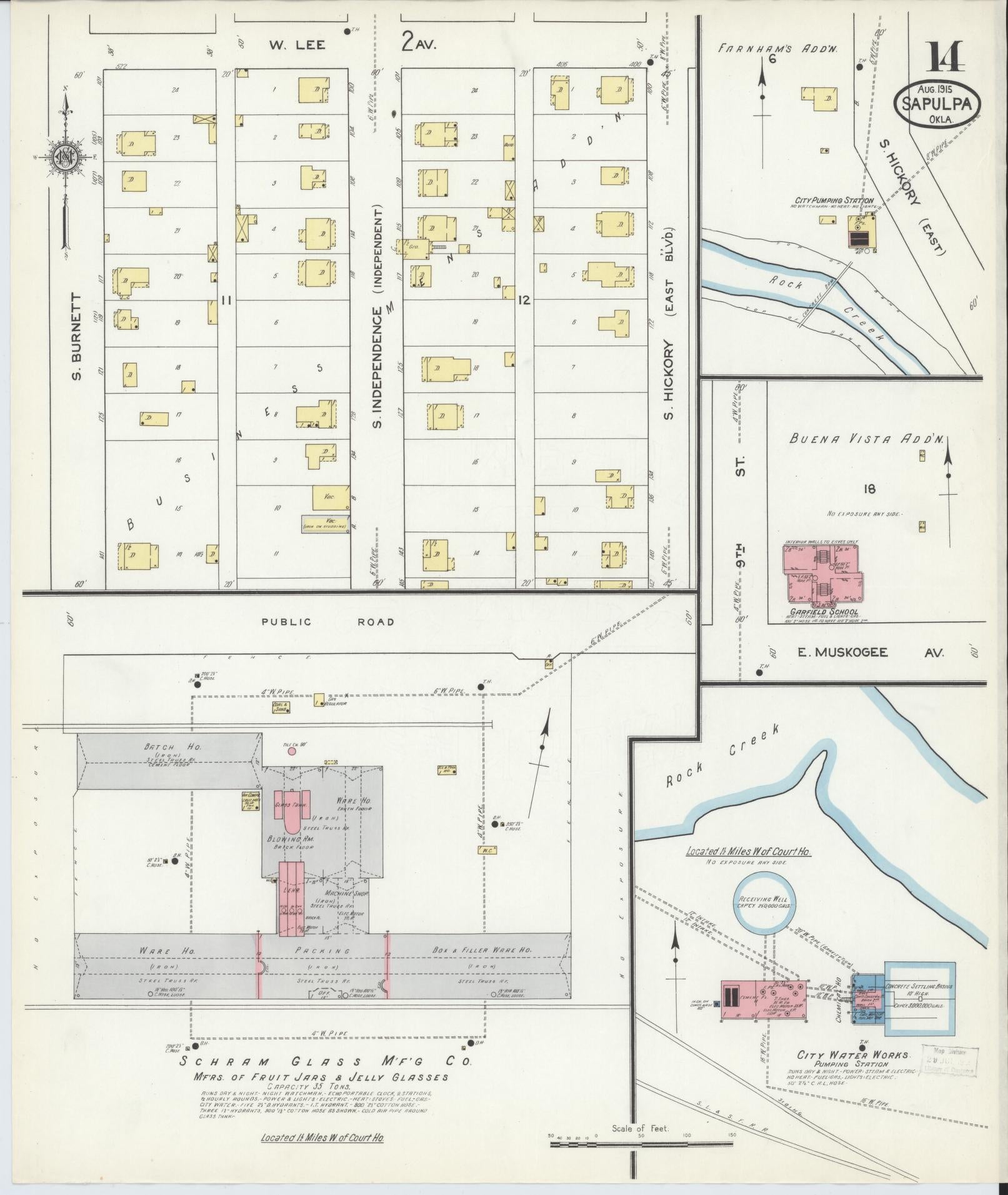 Sanborn Fire Insurance Map from Sapulpa, Creek County, Oklahoma (1915), Sheet #0014 - Complete Map Set gallery image, historic Sanborn map, vintage wall art, Oklahoma Oklahoma