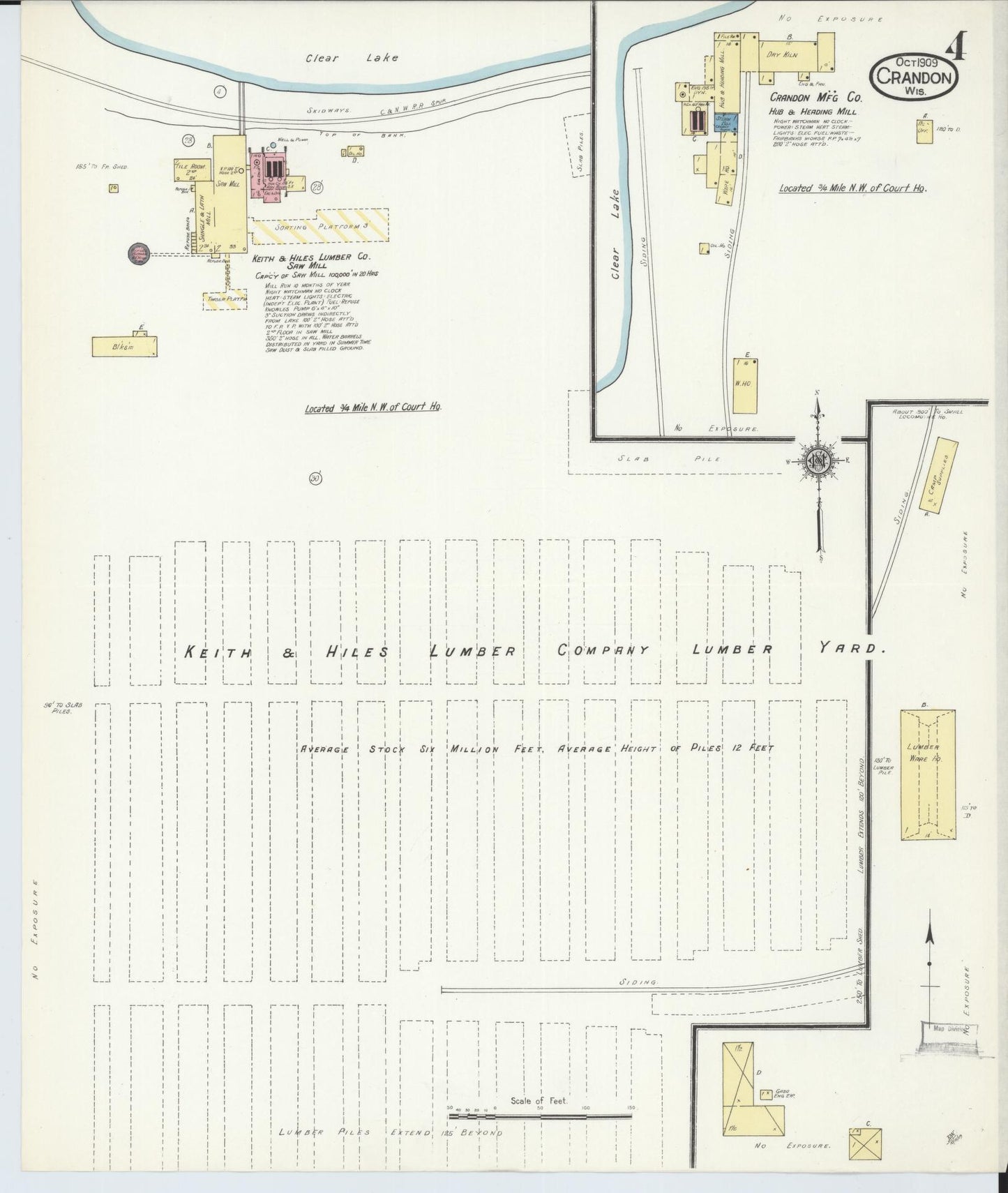 Sanborn Fire Insurance Map from Crandon, Forest County, Wisconsin (1909), Sheet #0004 - Complete Map Set gallery image, historic Sanborn map, vintage wall art, Wisconsin Wisconsin