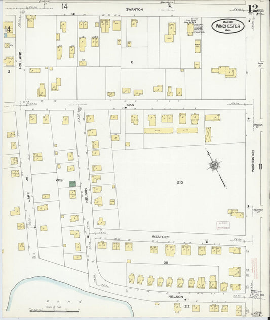 Sanborn Fire Insurance Map from Winchester, Middlesex County, Massachusetts (1910), Sheet #0012 - Historic Sanborn Fire Insurance Map Print, vintage old map wall art, antique decor, genealogy gift, Massachusetts Massachusetts map