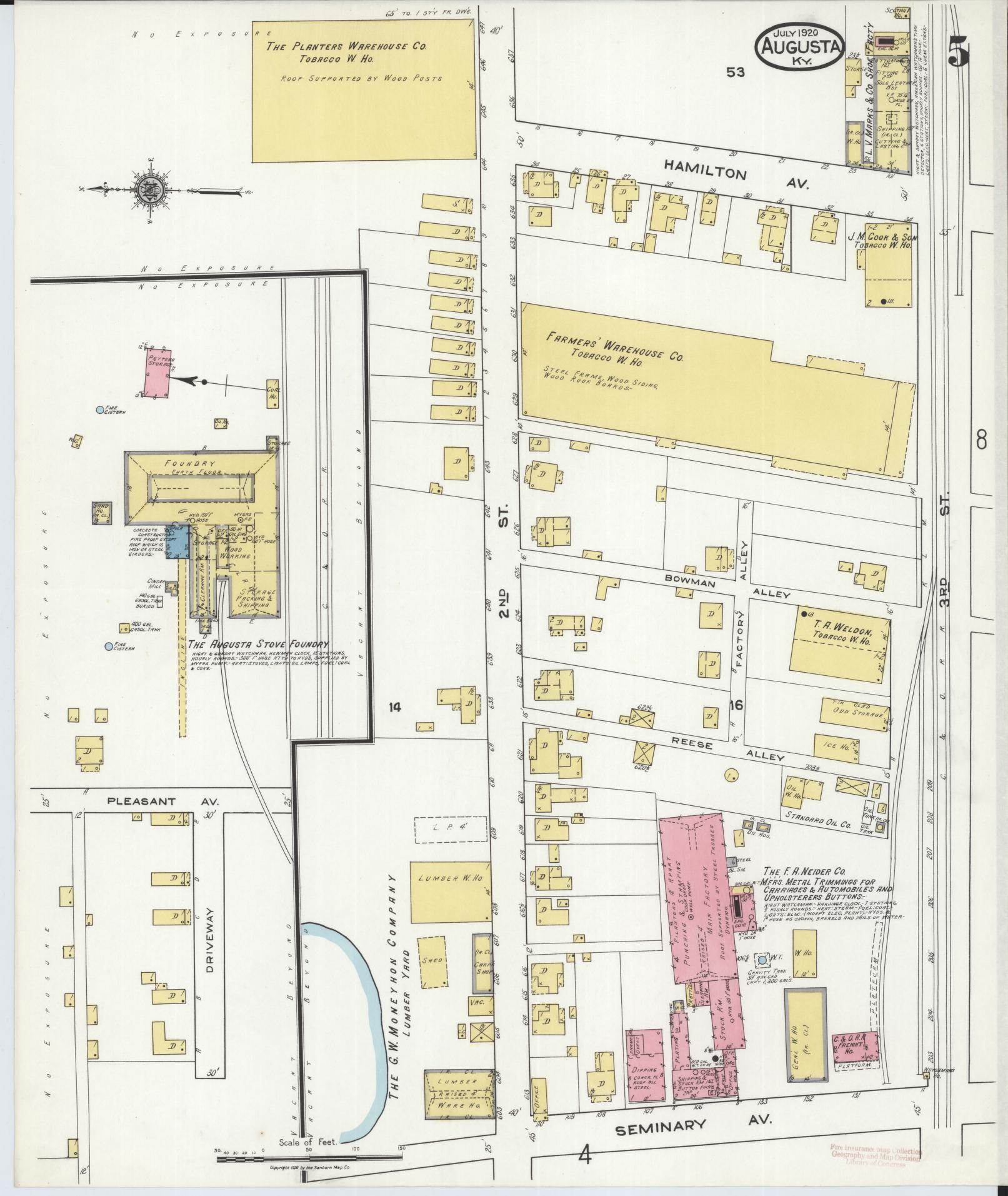 Sanborn Fire Insurance Map from Augusta, Bracken County, Kentucky (1920), Sheet #0005 - Historic Sanborn Fire Insurance Map Print, vintage old map wall art, antique decor, genealogy gift, Kentucky Kentucky map