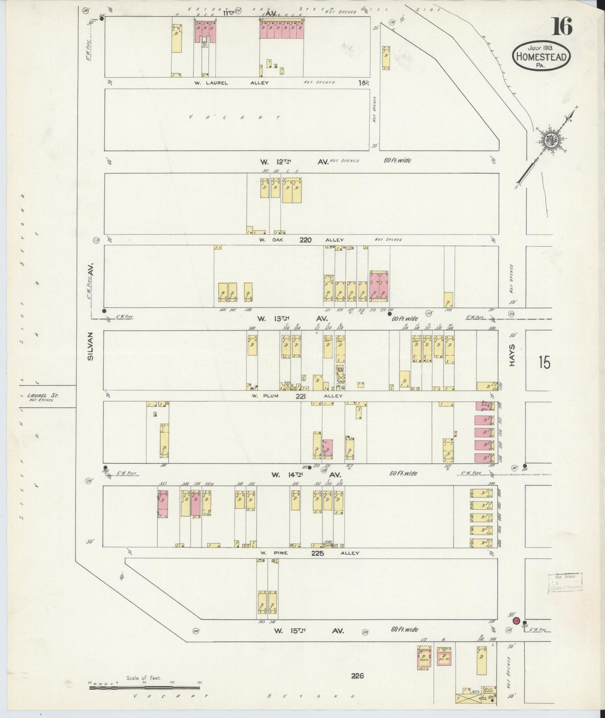 Sanborn Fire Insurance Map from Homestead, Allegheny County, Pennsylvania (1913), Sheet #0016 - Complete Map Set gallery image, historic Sanborn map, vintage wall art, Pennsylvania Pennsylvania