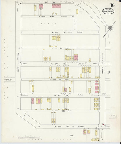 Sanborn Fire Insurance Map from Homestead, Allegheny County, Pennsylvania (1913), Sheet #0016 - Complete Map Set gallery image, historic Sanborn map, vintage wall art, Pennsylvania Pennsylvania