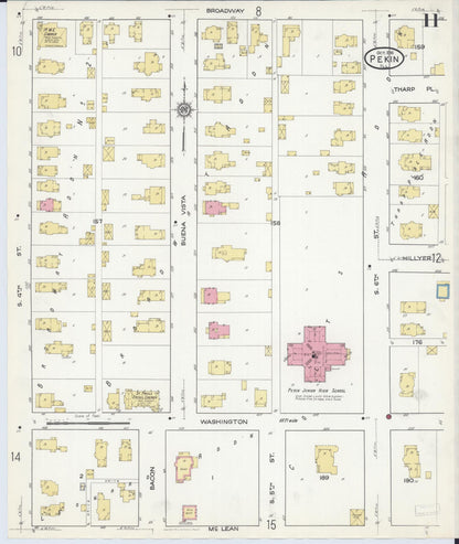 Sanborn Fire Insurance Map from Pekin, Tazewell County, Illinois (1916), Sheet #0011 - Complete Map Set gallery image, historic Sanborn map, vintage wall art, Illinois Illinois