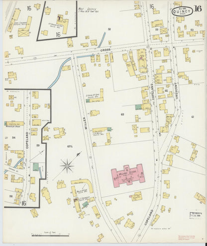 Sanborn Fire Insurance Map from Quincy, Norfolk County, Massachusetts (1896), Sheet #0016 - Complete Map Set gallery image, historic Sanborn map, vintage wall art, Massachusetts Massachusetts