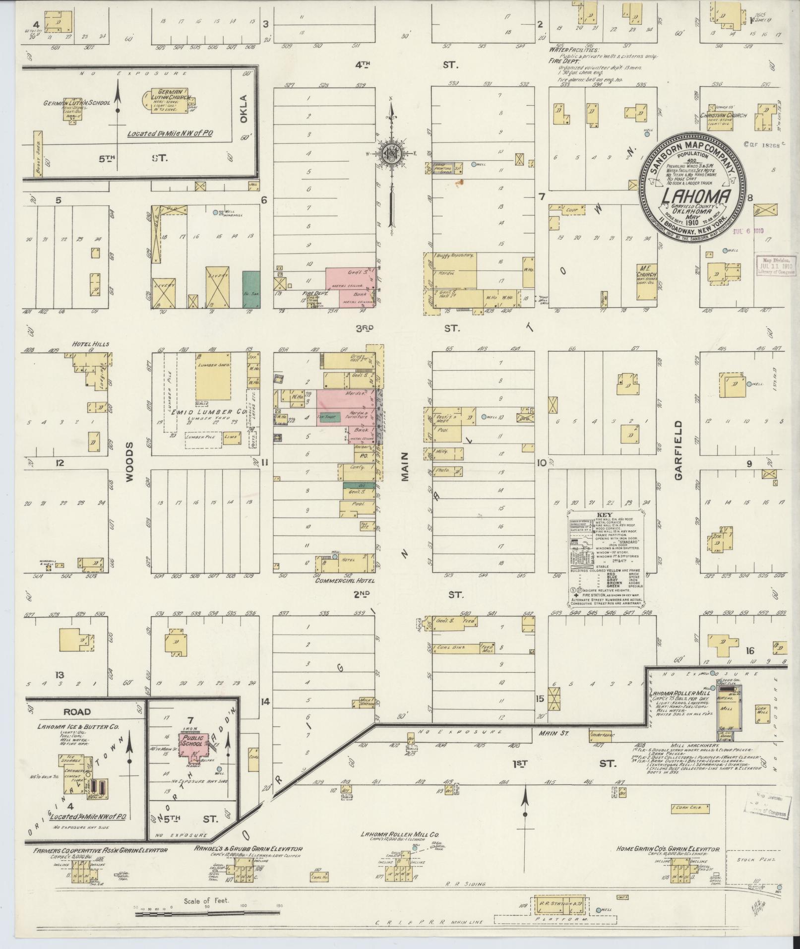 Sanborn Fire Insurance Map from Lahoma, Garfield County, Oklahoma (1910), Sheet #0001 - Historic Sanborn Fire Insurance Map Print, vintage old map wall art, antique decor, genealogy gift, Oklahoma Oklahoma map