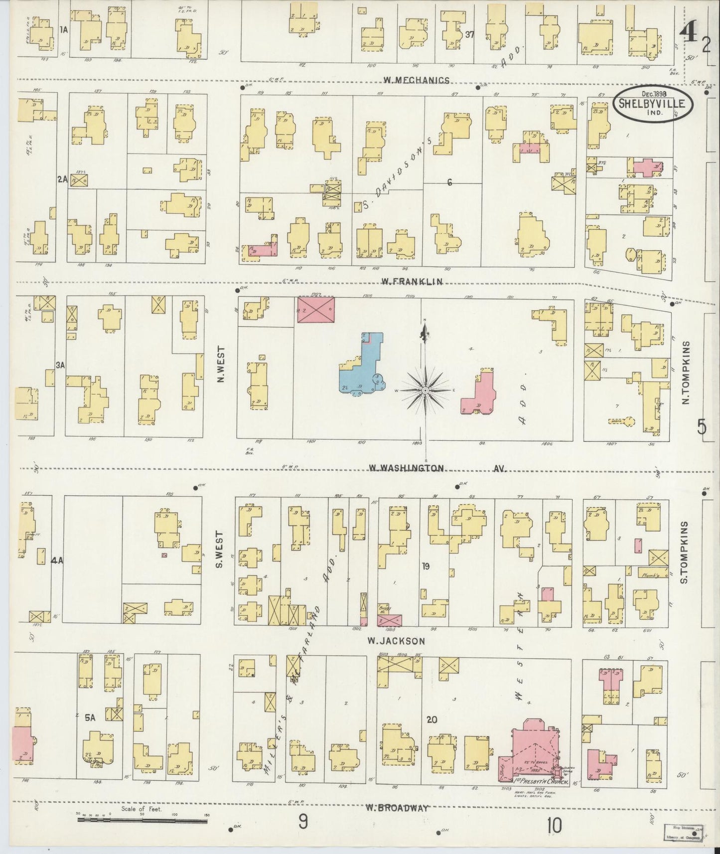 Sanborn Fire Insurance Map from Shelbyville, Shelby County, Indiana (1898), Sheet #0004 - Complete Map Set gallery image, historic Sanborn map, vintage wall art, Indiana Indiana