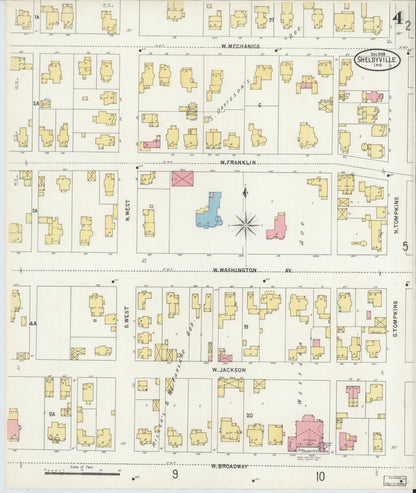 Sanborn Fire Insurance Map from Shelbyville, Shelby County, Indiana (1898), Sheet #0004 - Complete Map Set gallery image, historic Sanborn map, vintage wall art, Indiana Indiana