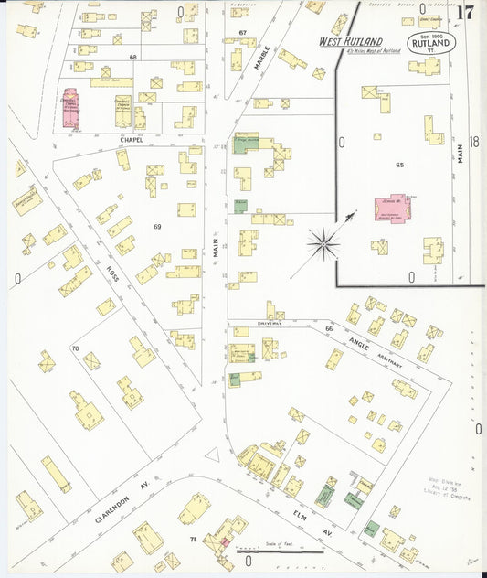Sanborn Fire Insurance Map from Rutland, Rutland County, Vermont (1900), Sheet #0017 - Historic Sanborn Fire Insurance Map Print, vintage old map wall art, antique decor, genealogy gift, Vermont Vermont map