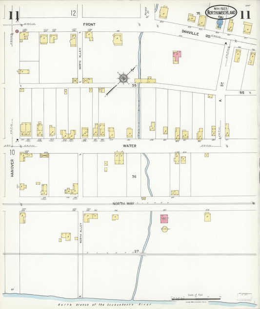 Sanborn Fire Insurance Map from Northumberland, Northumberland County, Pennsylvania (1923), Sheet #0011 - Historic Sanborn Fire Insurance Map Print, vintage old map wall art, antique decor, genealogy gift, Pennsylvania Pennsylvania map