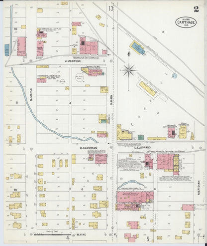 Sanborn Fire Insurance Map from Carthage, Jasper County, Missouri (1902), Sheet #0002 - Complete Map Set gallery image, historic Sanborn map, vintage wall art, Missouri Missouri