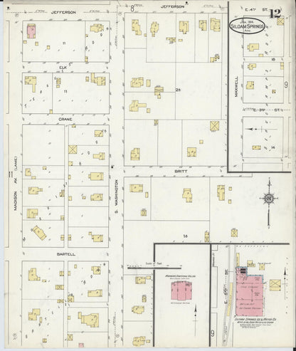 Sanborn Fire Insurance Map from Siloam Springs, Benton County, Arkansas (1914), Sheet #0012 - Complete Map Set gallery image, historic Sanborn map, vintage wall art, Arkansas Arkansas