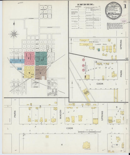 Sanborn Fire Insurance Map from Mount Pulaski, Logan County, Illinois (1893), Sheet #0001 - Complete Map Set gallery image, historic Sanborn map, vintage wall art, Illinois Illinois
