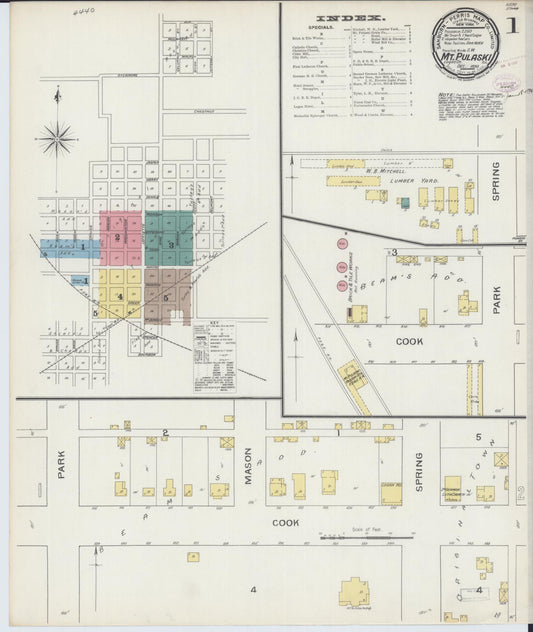 Sanborn Fire Insurance Map from Mount Pulaski, Logan County, Illinois (1893), Sheet #0001 - Complete Map Set gallery image, historic Sanborn map, vintage wall art, Illinois Illinois