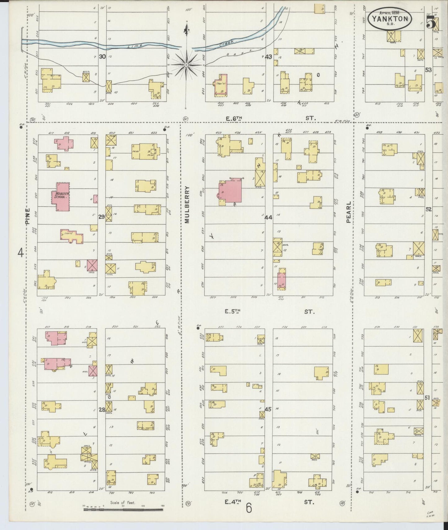 Sanborn Fire Insurance Map from Yankton, Yankton County, South Dakota (1898), Sheet #0005 - Complete Map Set gallery image, historic Sanborn map, vintage wall art, South Dakota South Dakota