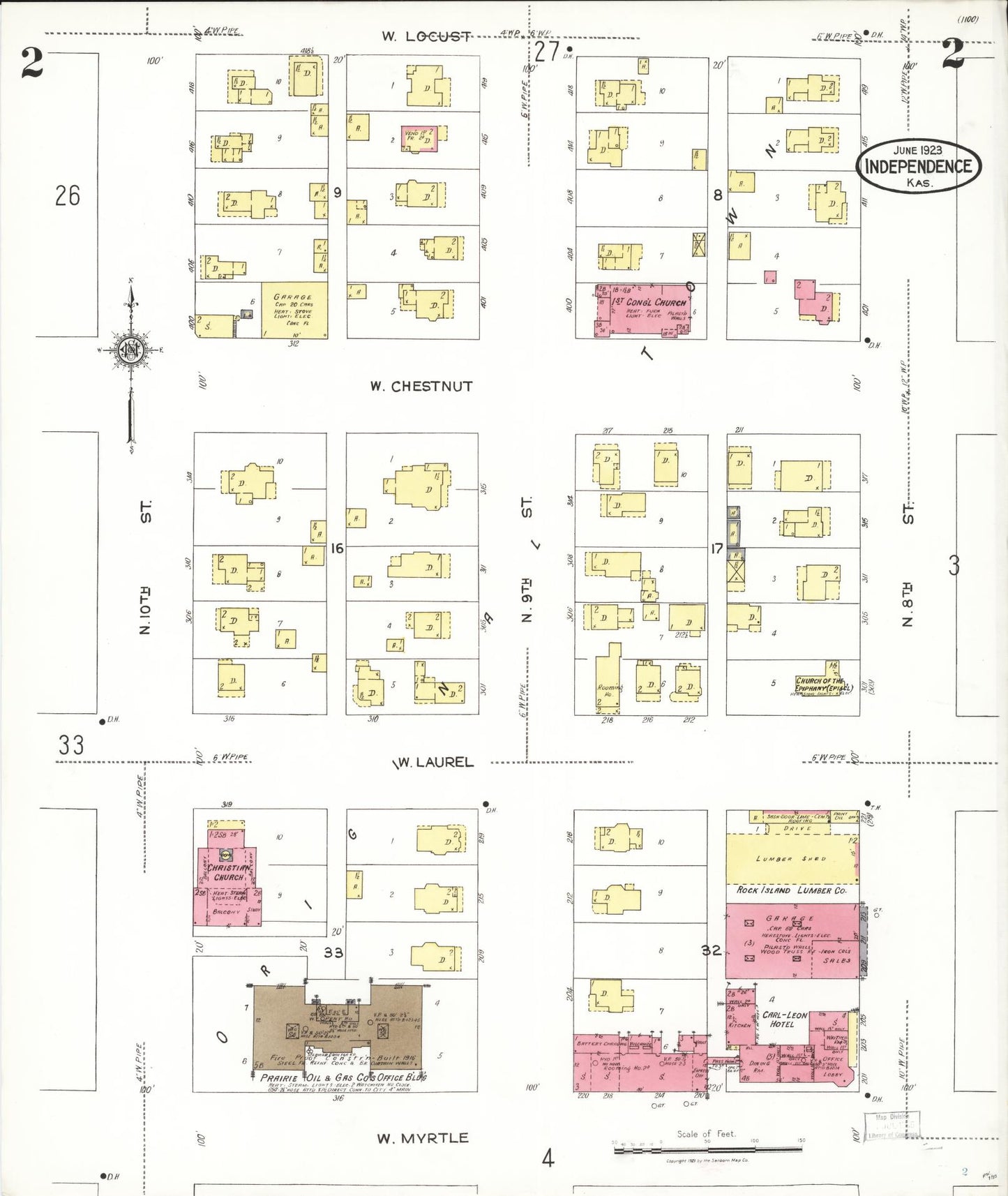 Sanborn Fire Insurance Map from Independence, Montgomery County, Kansas (1923), Sheet #0003 - Complete Map Set gallery image, historic Sanborn map, vintage wall art, Kansas Kansas
