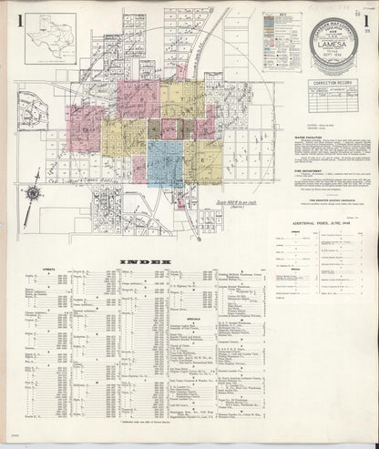 Sanborn Fire Insurance Map from Lamesa, Dawson County, Texas (1948), Sheet #0001 - Complete Map Set gallery image, historic Sanborn map, vintage wall art, Texas Texas