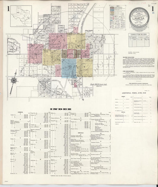 Sanborn Fire Insurance Map from Lamesa, Dawson County, Texas (1948), Sheet #0001 - Complete Map Set gallery image, historic Sanborn map, vintage wall art, Texas Texas