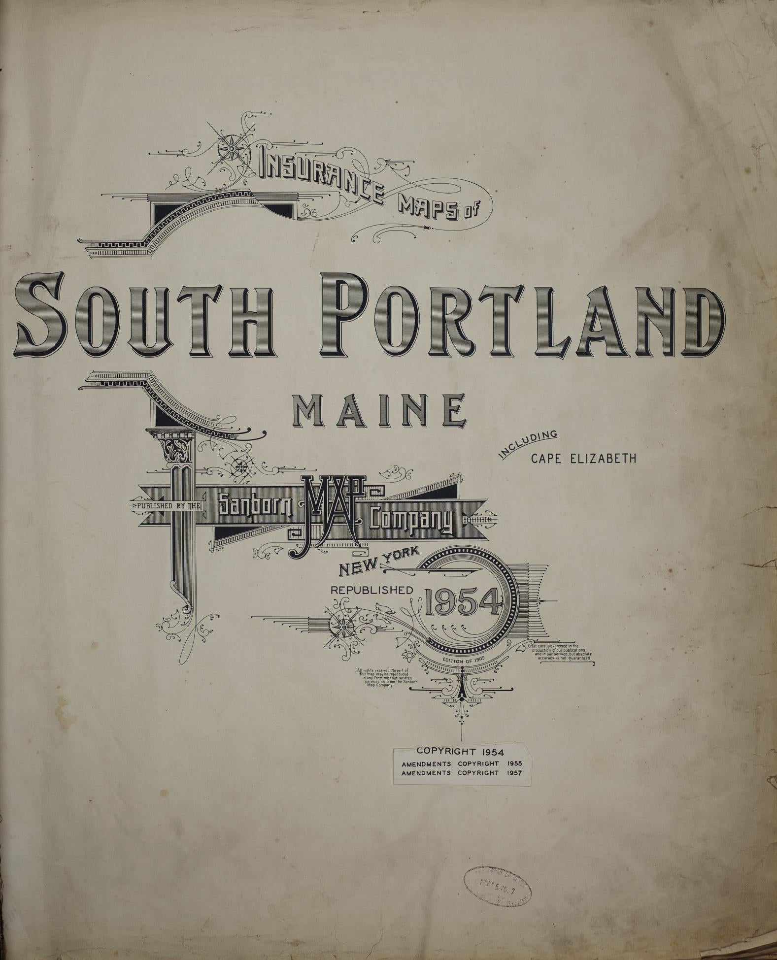 Sanborn Fire Insurance Map from South Portland, Cumberland County, Maine. (1957) – Historic Sanborn Fire Insurance Map Print