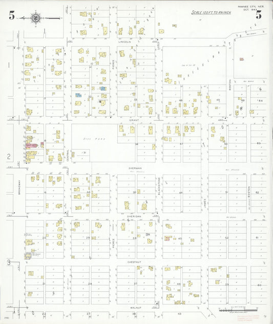 Sanborn Fire Insurance Map from Pawnee City, Pawnee County, Nebraska (1943), Sheet #0005 - Historic Sanborn Fire Insurance Map Print, vintage old map wall art, antique decor, genealogy gift, Nebraska Nebraska map