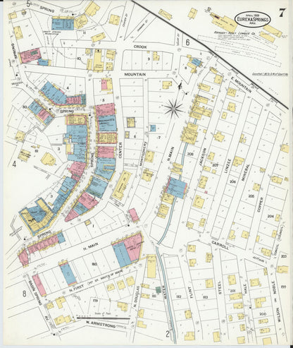 Sanborn Fire Insurance Map from Eureka Springs, Carroll County, Arkansas (1909), Sheet #0007 - Complete Map Set gallery image, historic Sanborn map, vintage wall art, Arkansas Arkansas