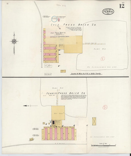 Sanborn Fire Insurance Map from Ferris, Ellis County, Texas (1941), Sheet #0012 - Historic Sanborn Fire Insurance Map Print, vintage old map wall art, antique decor, genealogy gift, Texas Texas map