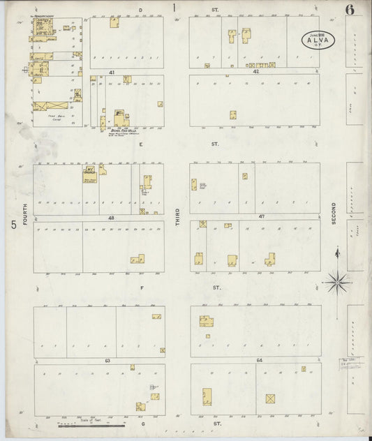 Sanborn Fire Insurance Map from Alva, Woods County, Oklahoma (1898), Sheet #0006 - Historic Sanborn Fire Insurance Map Print, vintage old map wall art, antique decor, genealogy gift, Oklahoma Oklahoma map