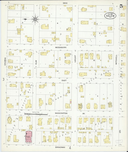Sanborn Fire Insurance Map from Salem, Marion County, Illinois (1908), Sheet #0005 - Complete Map Set gallery image, historic Sanborn map, vintage wall art, Illinois Illinois