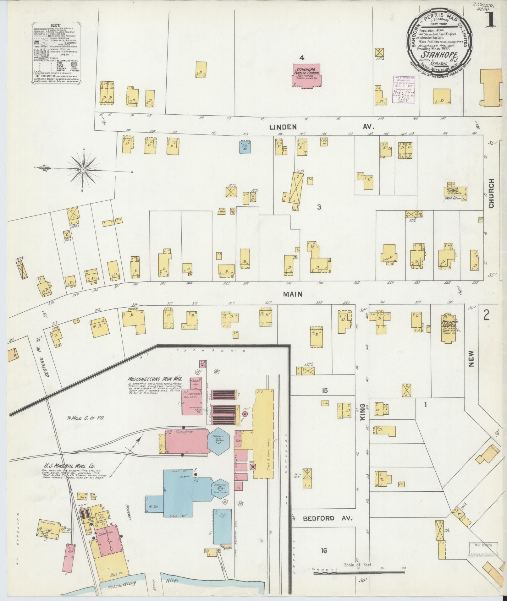 Sanborn Fire Insurance Map from Stanhope, Sussex County, New Jersey. (1901) – Historic Sanborn Fire Insurance Map Print