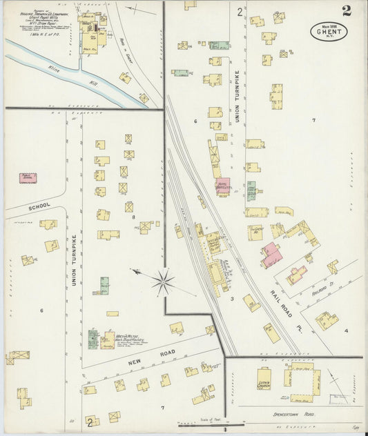 Sanborn Fire Insurance Map from Ghent, Columbia County, New York (1898), Sheet #0002 - Historic Sanborn Fire Insurance Map Print, vintage old map wall art, antique decor, genealogy gift, New York New York map
