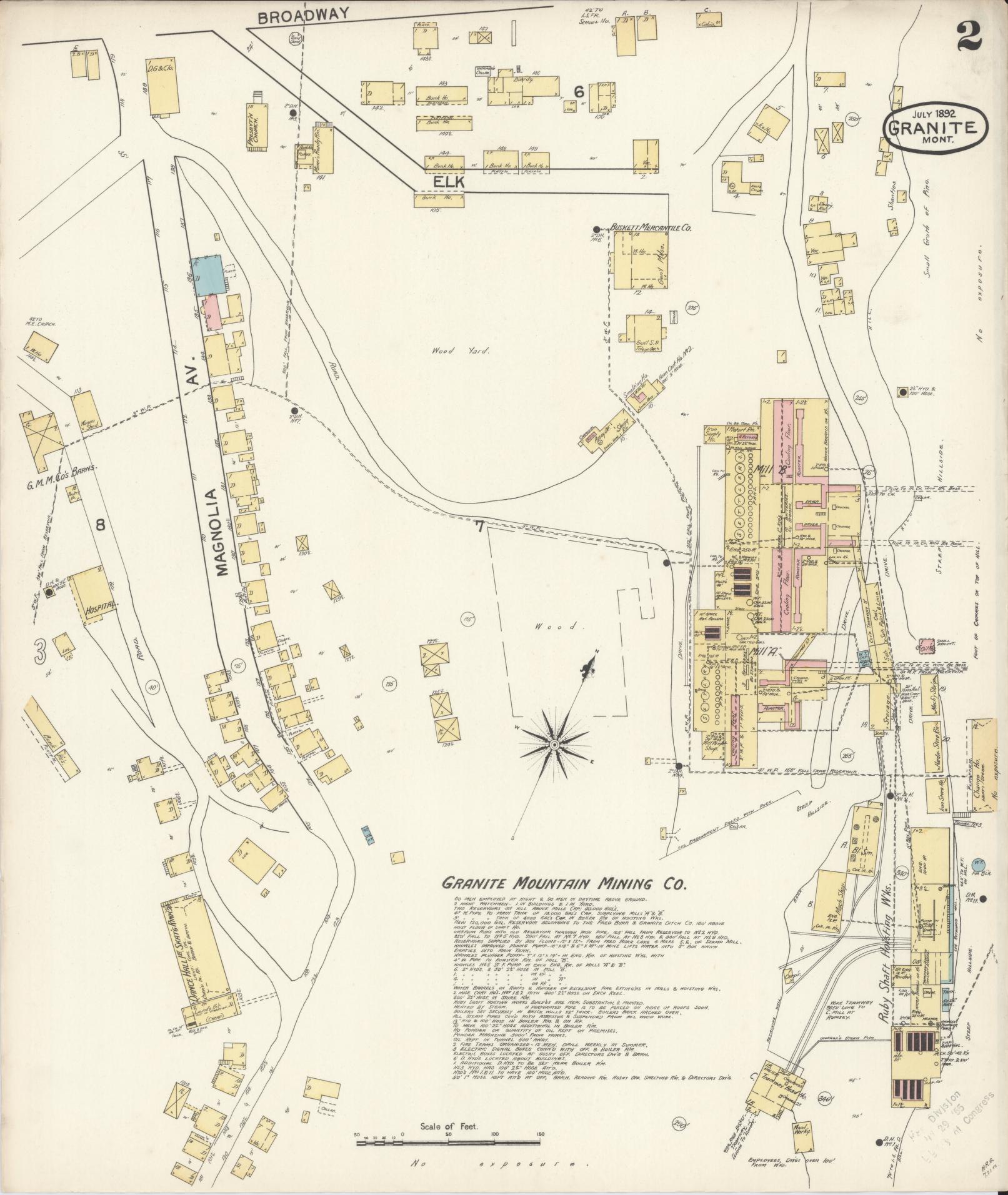 Sanborn Fire Insurance Map from Granite, Deer Lodge County, Montana (1892), Sheet #0002 - Complete Map Set gallery image, historic Sanborn map, vintage wall art, Montana Montana