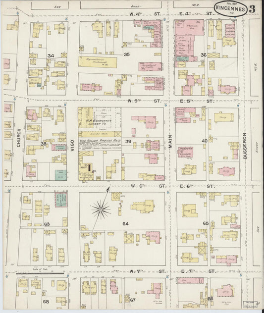 Sanborn Fire Insurance Map from Vincennes, Knox County, Indiana (1887), Sheet #0003 - Historic Sanborn Fire Insurance Map Print, vintage old map wall art, antique decor, genealogy gift, Indiana Indiana map