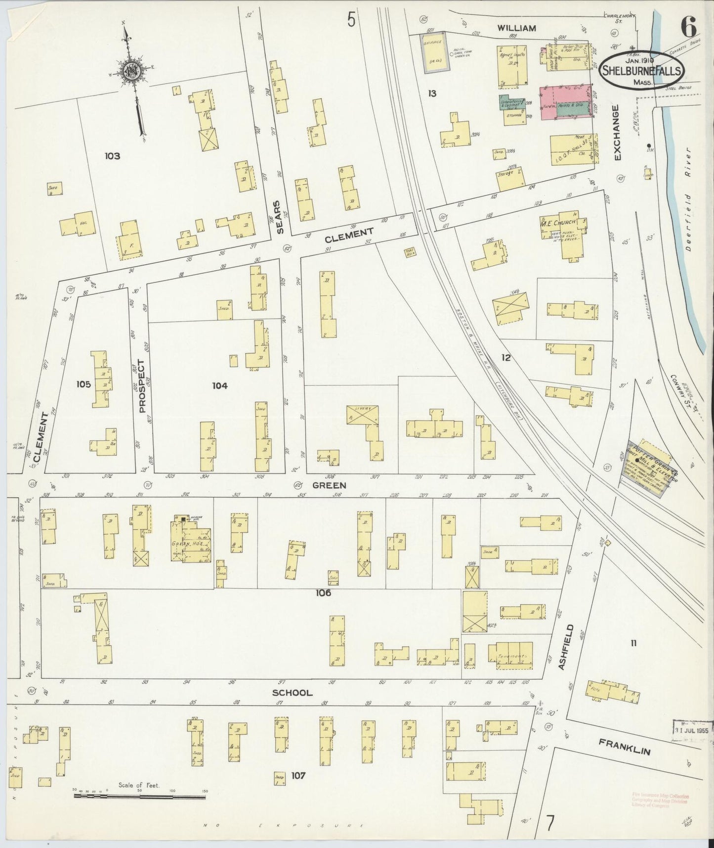 Sanborn Fire Insurance Map from Shelburne Falls, Franklin County, Massachusetts (1910), Sheet #0006 - Complete Map Set gallery image, historic Sanborn map, vintage wall art, Massachusetts Massachusetts