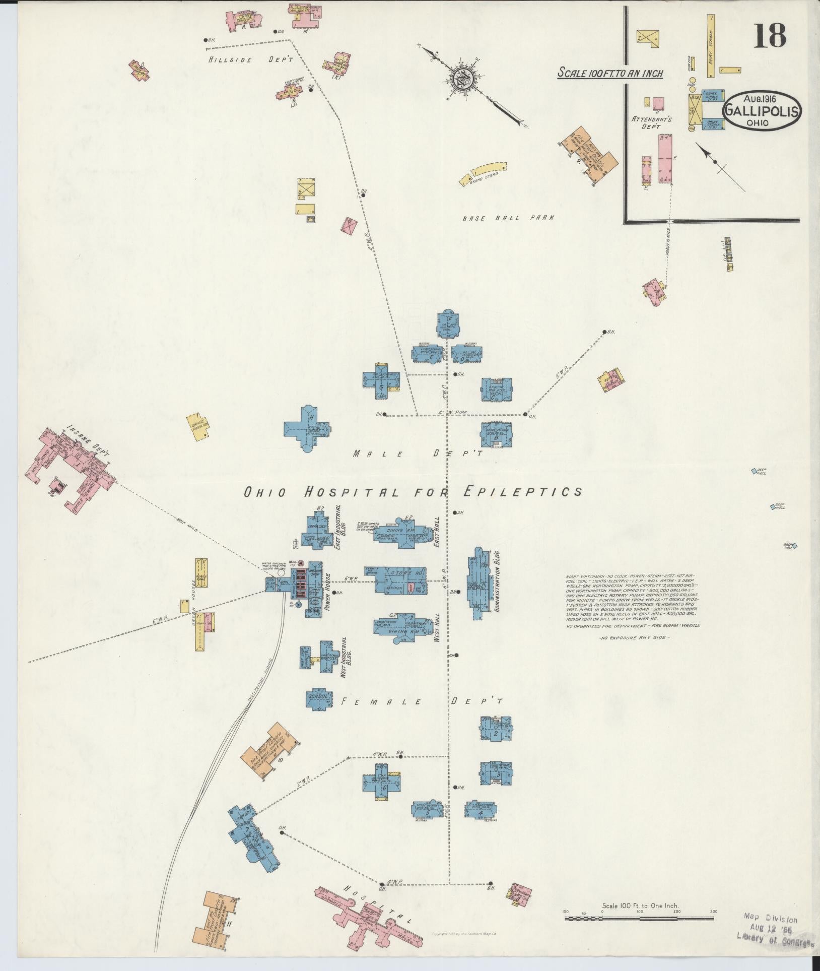 Sanborn Fire Insurance Map from Gallipolis, Gallia County, Ohio (1916), Sheet #0018 - Historic Sanborn Fire Insurance Map Print, vintage old map wall art, antique decor, genealogy gift, Ohio Ohio map